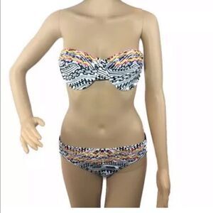 Gianni Bini Black Tribal Stripe Bikini Swimsuit L